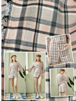 plaid yarn-dyed suiting cinnamon color